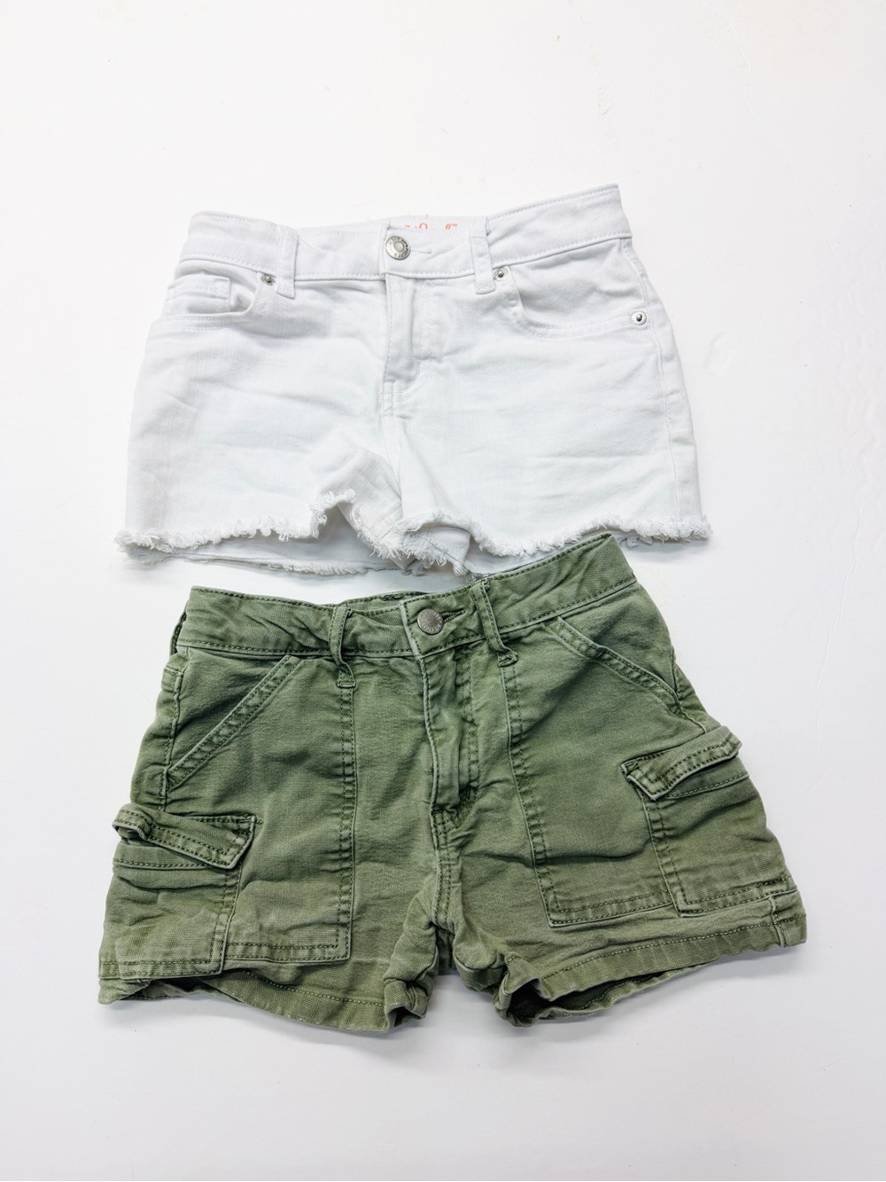 Cat & Jack Art Class White Denim Cutoff Shorts & Olive GreenCargo Utility Shorts